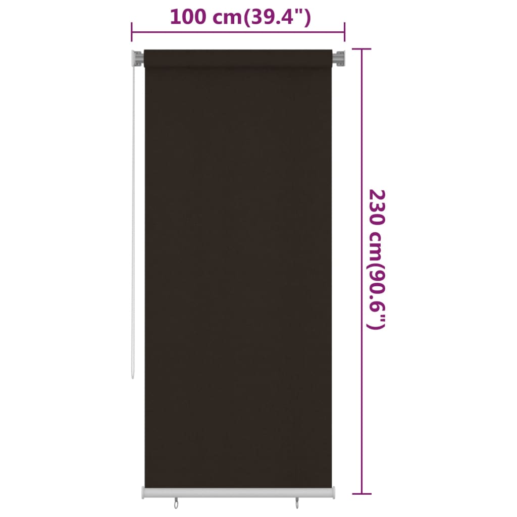 vidaXL Outdoor Roller Blind 100x230 cm Brown HDPE