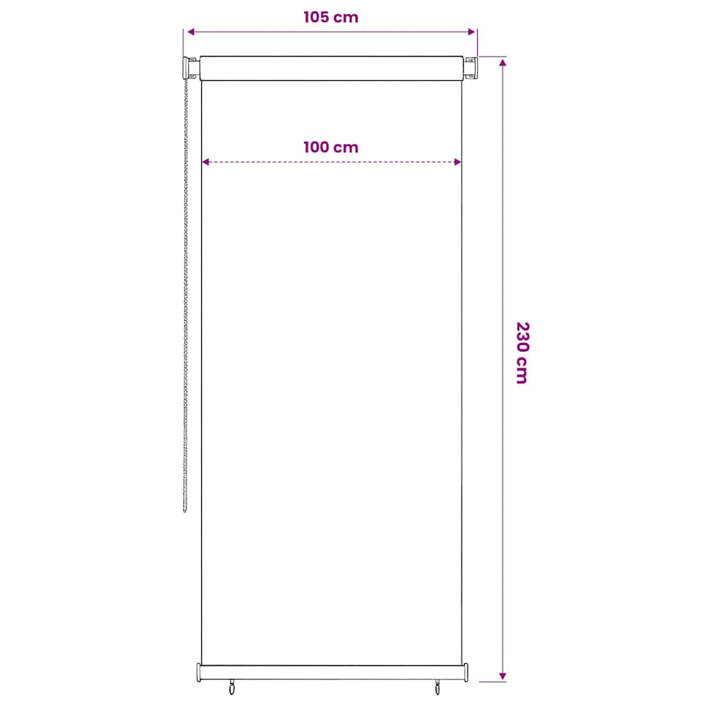 vidaXL Outdoor Roller Blind 105(W)x230(H) cm Brown HDPE