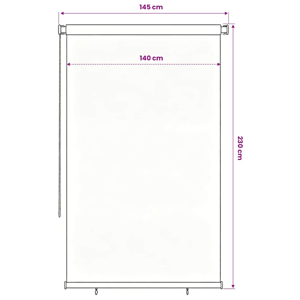 vidaXL Outdoor Roller Blind 145(W)x230(H) cm Brown HDPE