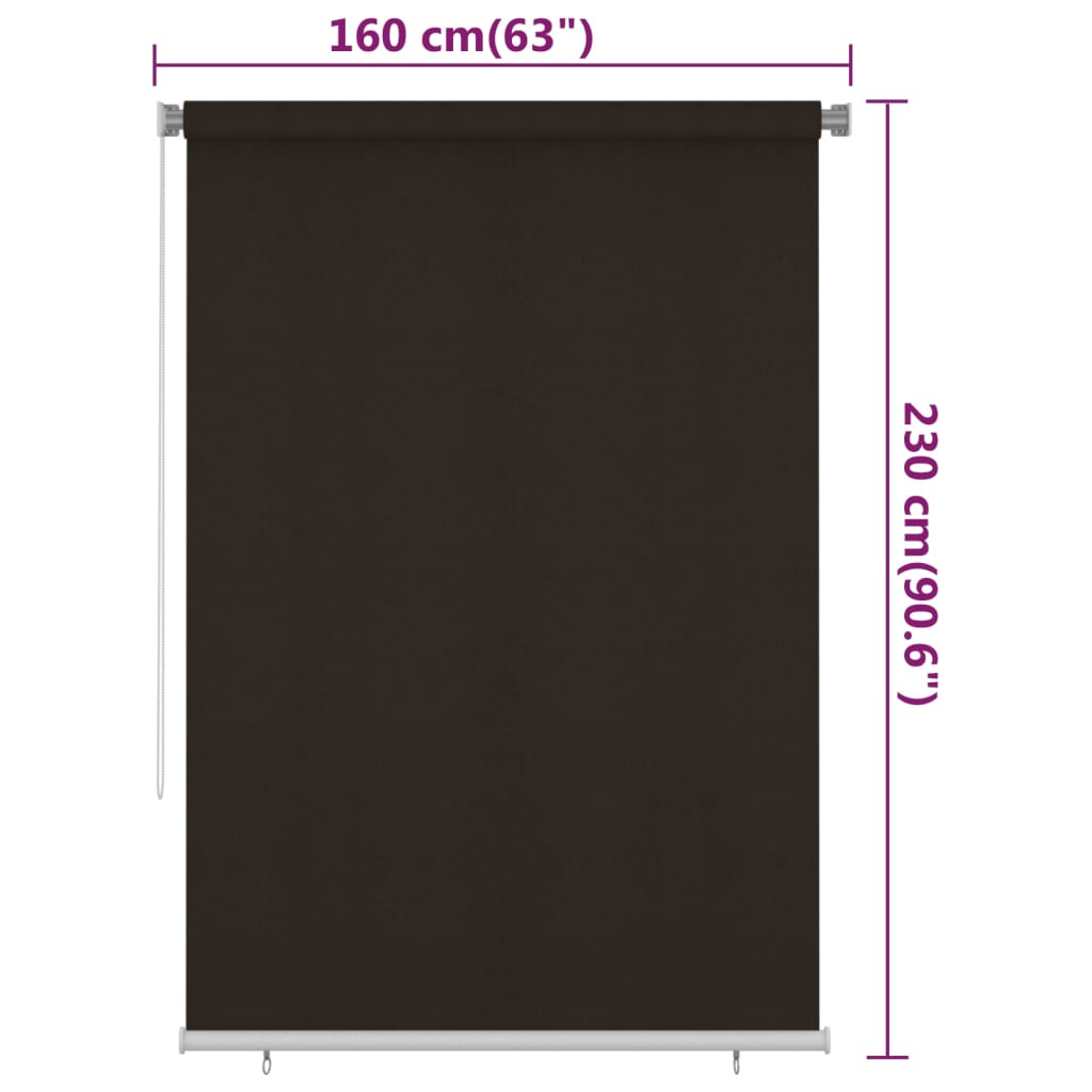 vidaXL Outdoor Roller Blind 160x230 cm Brown HDPE