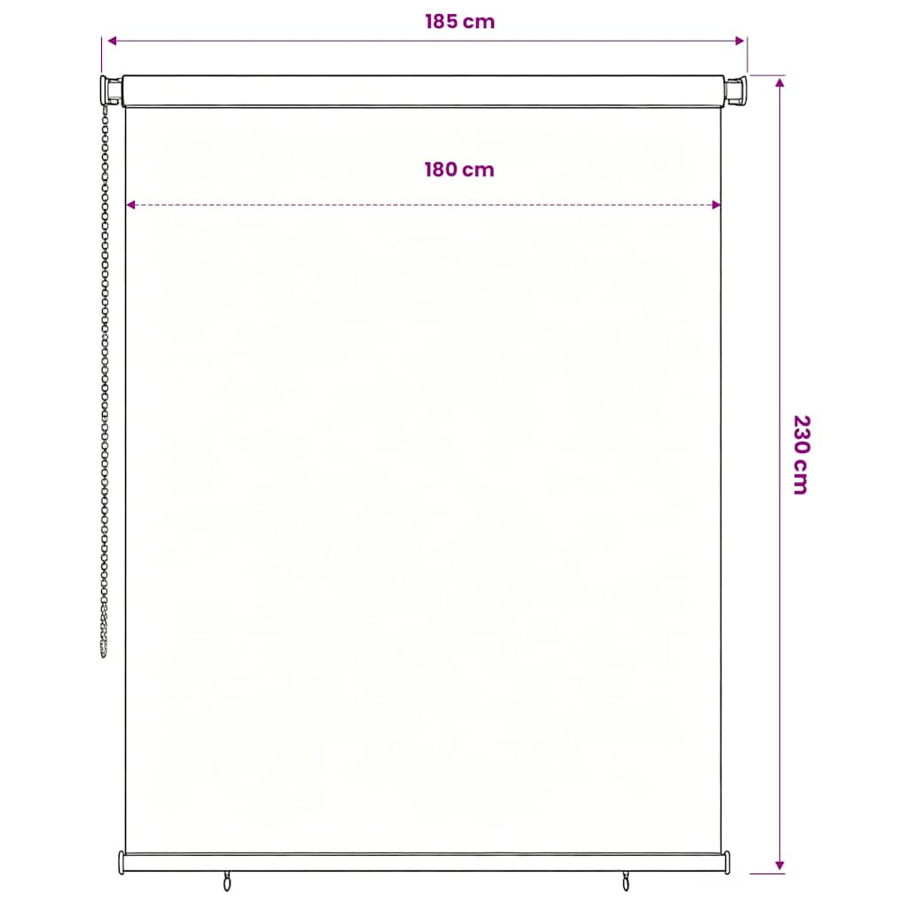 vidaXL Outdoor Roller Blind 185(W)x230(H) cm Brown