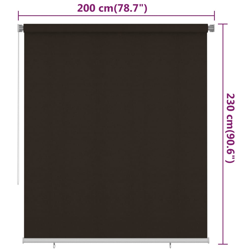 vidaXL Outdoor Roller Blind 200x230 cm Brown HDPE