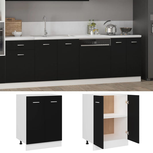 801189 vidaXL Bottom Cabinet "Lyon" Black 60x46x81,5 cm Engineered Wood