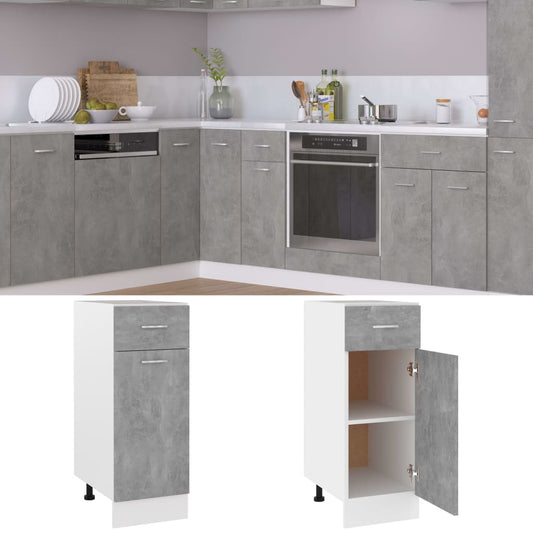 801208 vidaXL Drawer Bottom Cabinet "Lyon" Concrete Grey 30x46x81,5 cm Engineered Wood