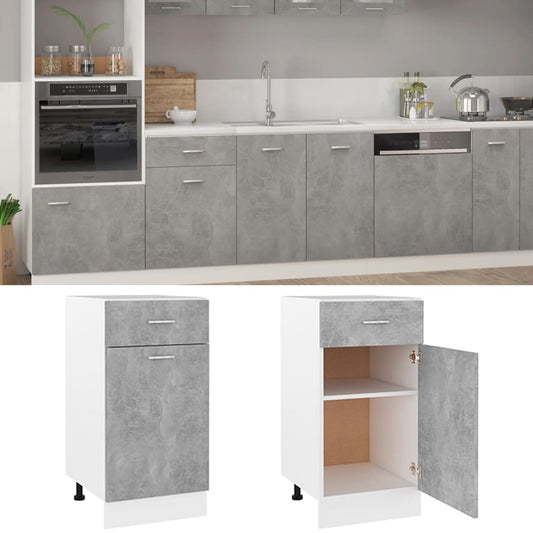 801216 vidaXL Drawer Bottom Cabinet Concrete Grey 40x46x81,5 cm Engineered Wood