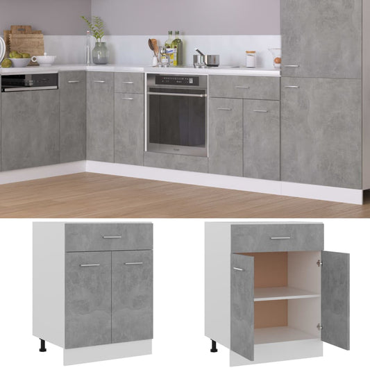 801232 vidaXL Drawer Bottom Cabinet Concrete Grey 60x46x81,5 cm Engineered Wood