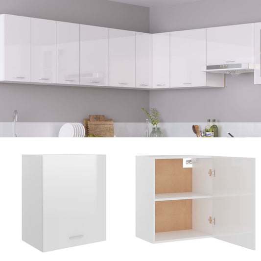 801265 vidaXL Hanging Cabinet "Lyon" High Gloss White 50x31x60 cm Engineered Wood