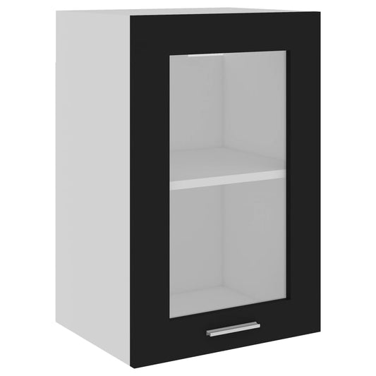 802506 vidaXL Hanging Glass Cabinet "Lyon" Black 40x31x60 cm Engineered Wood
