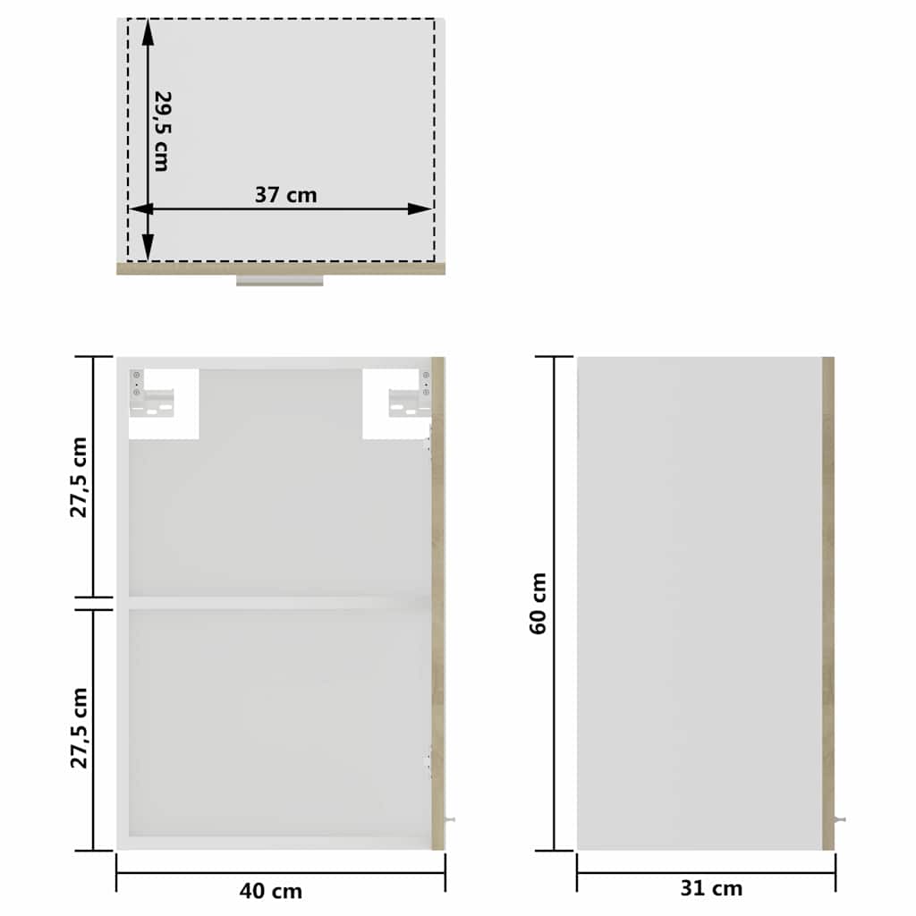 vidaXL Hanging Glass Cabinet "Lyon" Sonoma Oak 40x31x60 cm