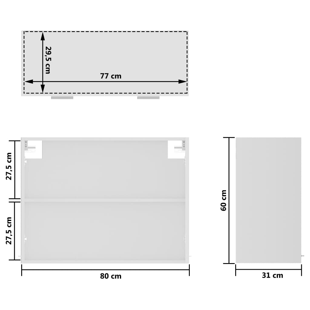 vidaXL Hanging Glass Cabinet White 80x31x60 cm Engineered Wood