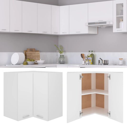 802537 vidaXL Hanging Corner Cabinet "Lyon" White 57x57x60 cm Engineered Wood