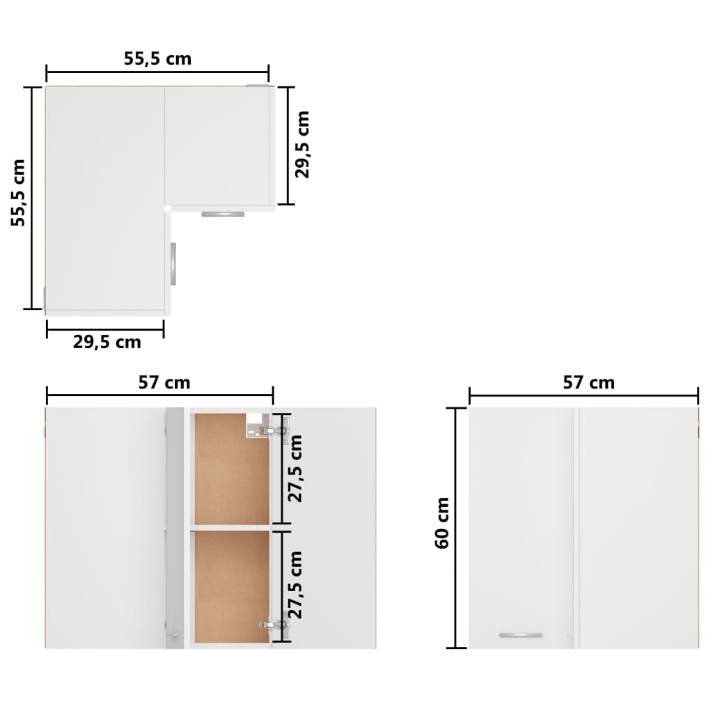 vidaXL Hanging Corner Cabinet | White | Engineered wood | Medium