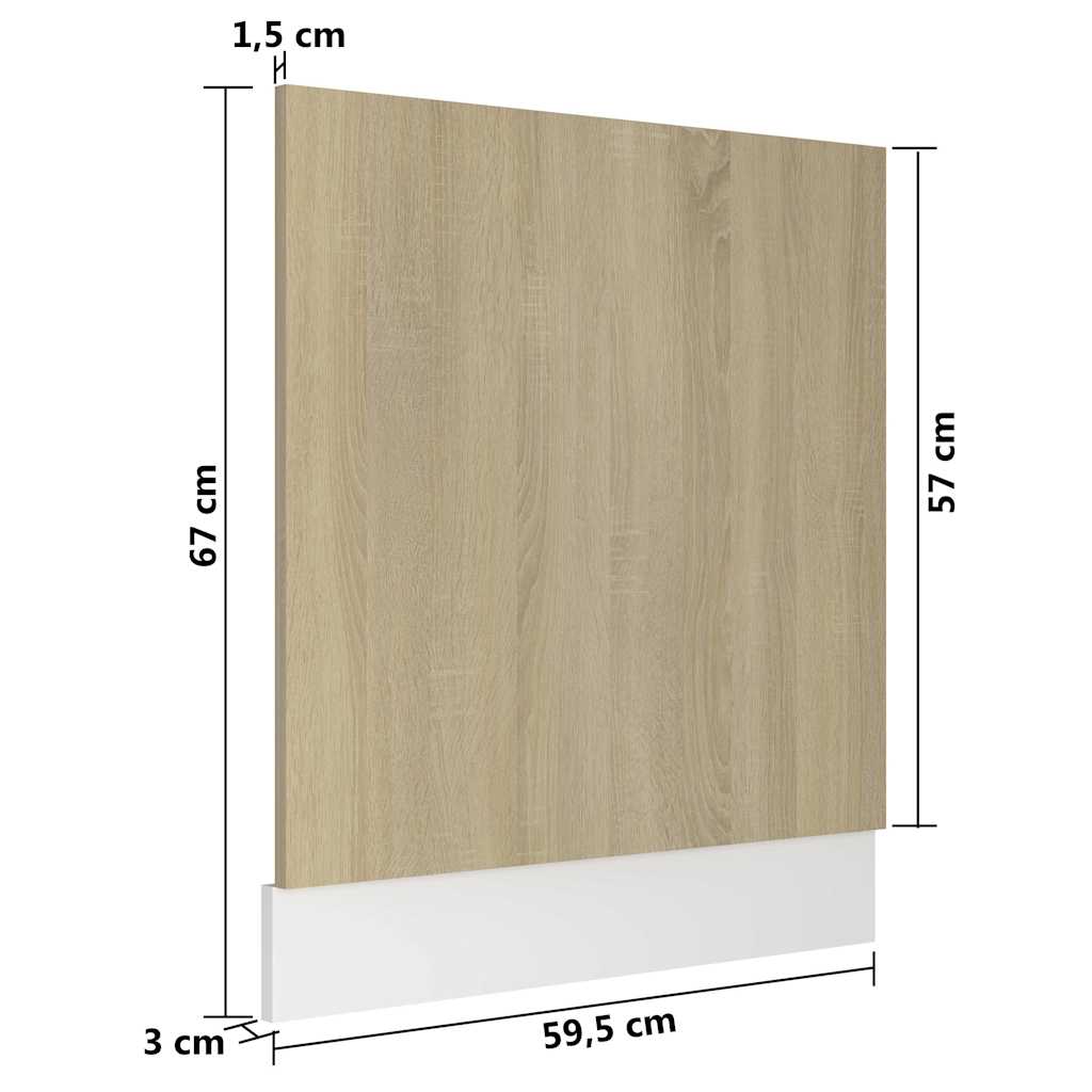 802565 vidaXL Dishwasher Panel "Lyon" Sonoma Oak 59,5x3x67 cm Engineered Wood