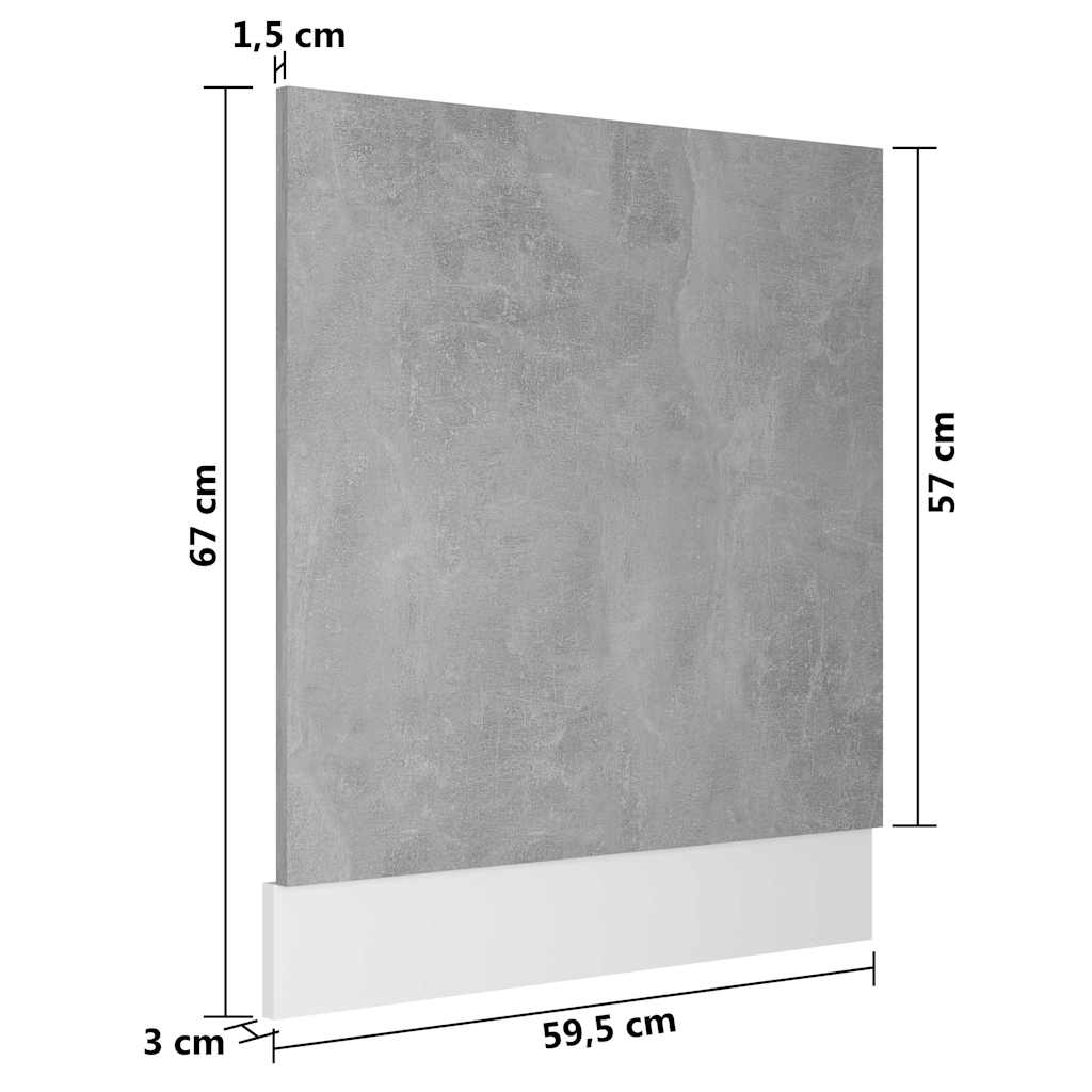 vidaXL Dishwasher Panel "Lyon" Concrete Grey 59.5x3x67 cm