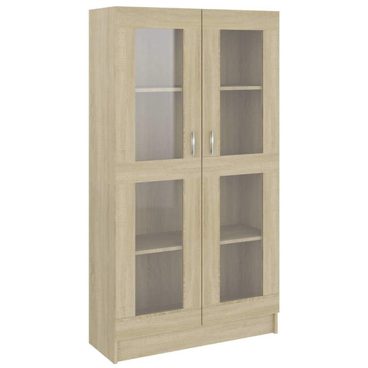 802762 vidaXL Vitrine Cabinet Sonoma Oak 82,5x30,5x150 cm Engineered Wood