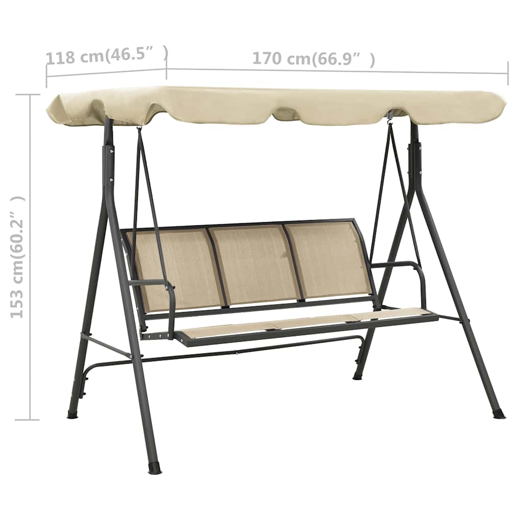 313325 vidaXL Garden Swing Chair with Canopy Anthracite and Sand