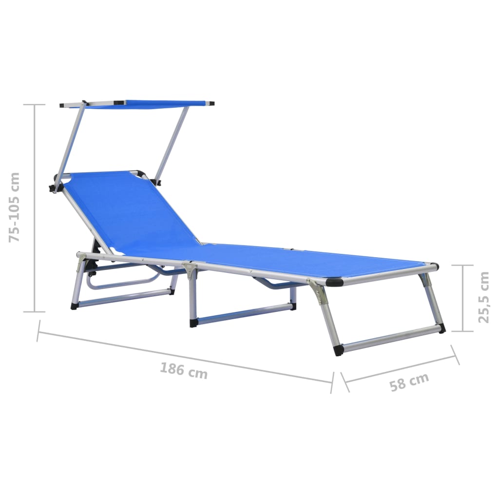 vidaXL Sun Lounger | Blue | Aluminium, Textilene | Standard | Foldable