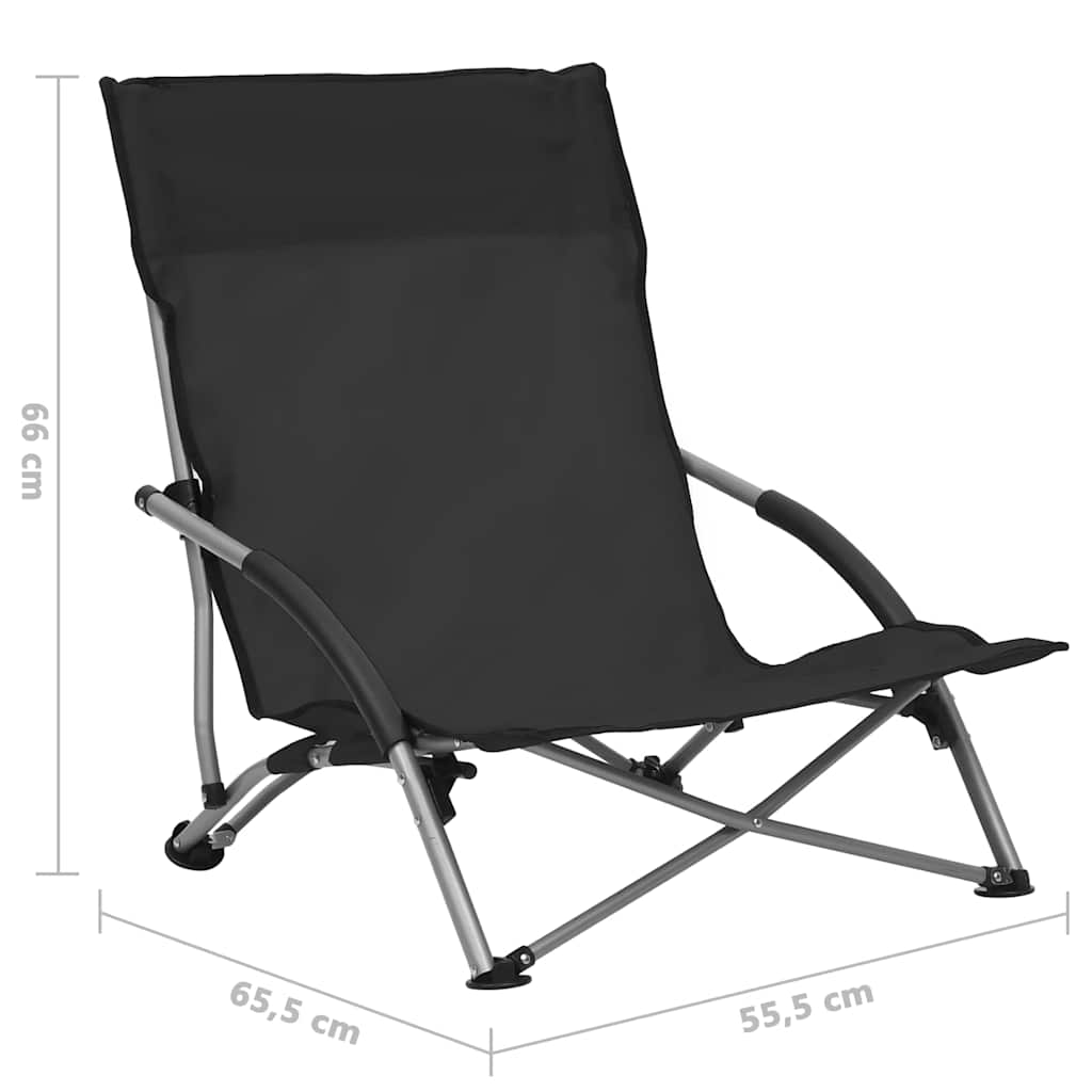 vidaXL Folding Chairs 2 pcs Black Fabric