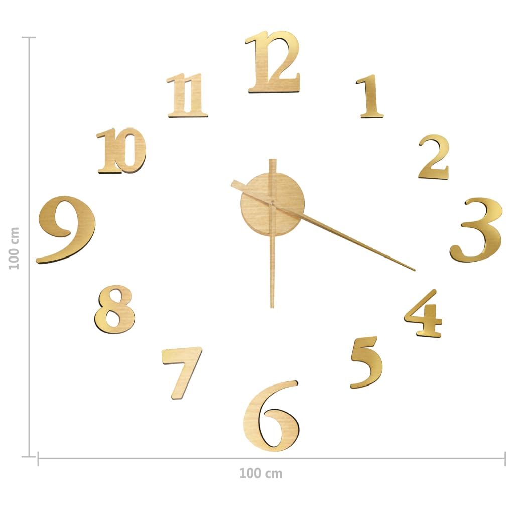 vidaXL 3D Wall Clock Modern Design Gold 100 cm XXL