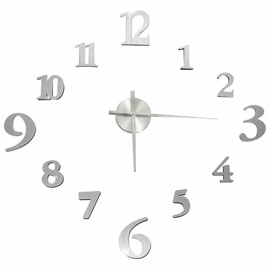 325152 vidaXL 3D Wall Clock Modern Design Silver 100 cm XXL