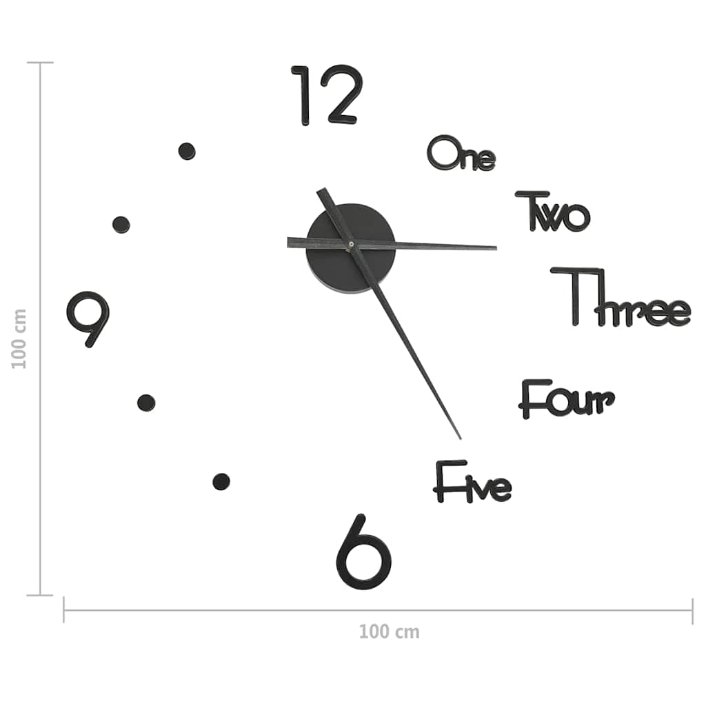 vidaXL 3d Wall Clock | Black | EVA (ethylene-vinyl acetate) | XXL