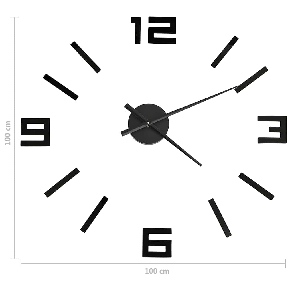 vidaXL 3d Wall Clock | Black | EVA (ethylene-vinyl acetate) | XXL