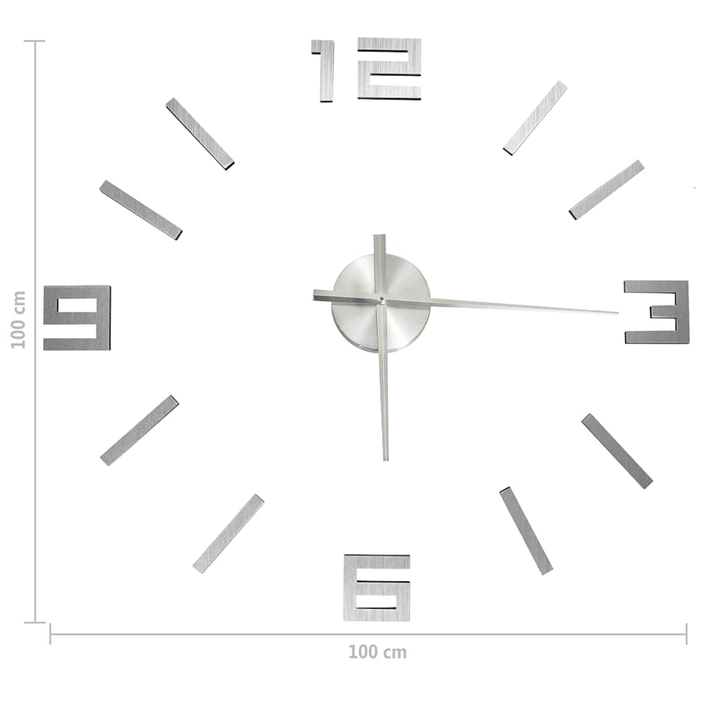 325158 vidaXL 3D Wall Clock Modern Design Silver 100 cm XXL