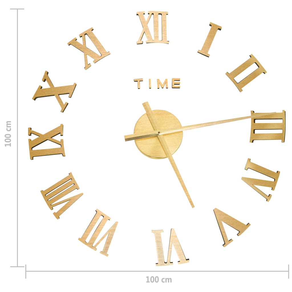 vidaXL 3D Wall Clock Modern Design Gold 100 cm XXL