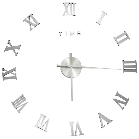 325161 vidaXL 3D Wall Clock Modern Design Silver 100 cm XXL