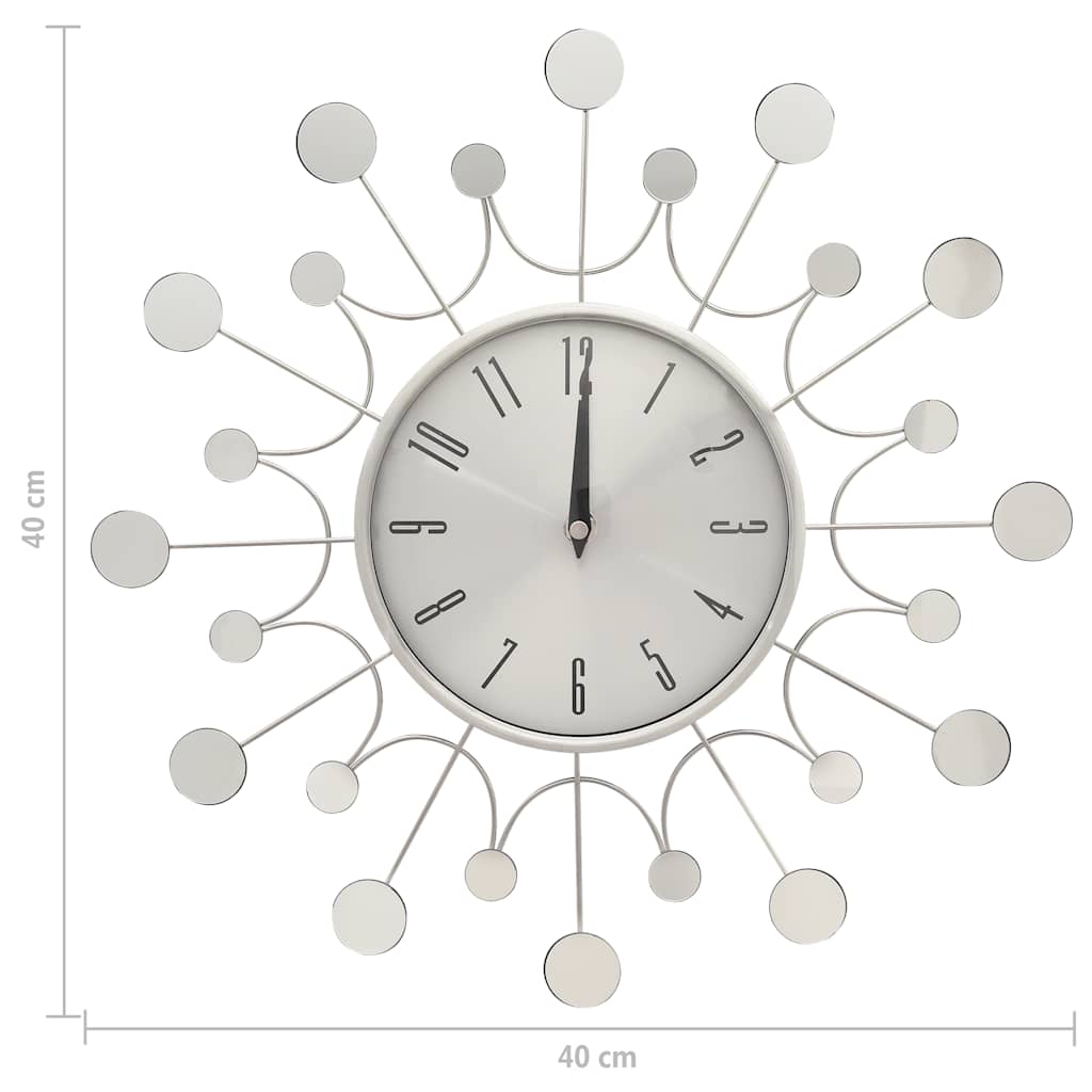 vidaXL Wall Clock | Silver | Metal, Aluminium | Medium | Decorative Inlays