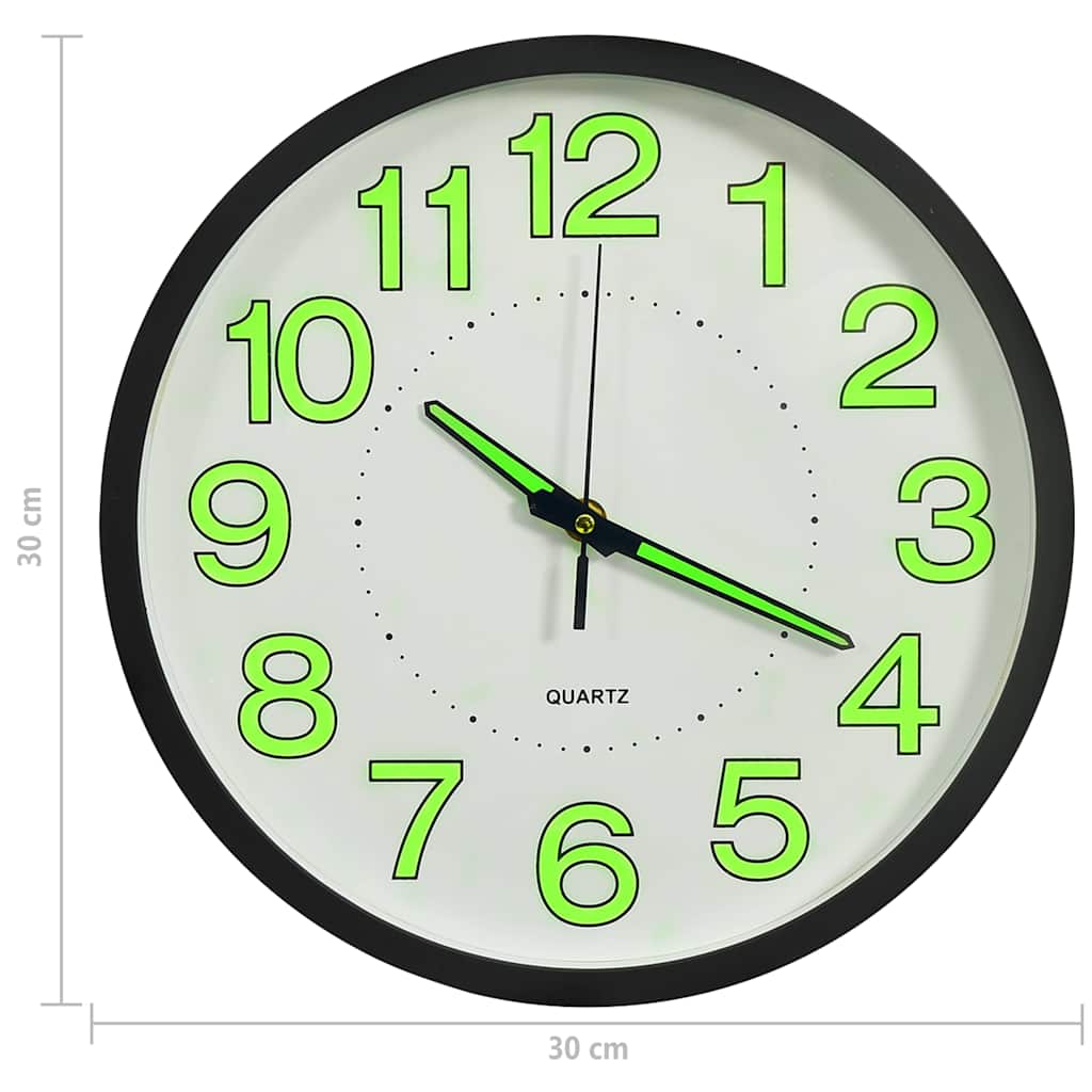325166 vidaXL Luminous Wall Clock Black 30 cm