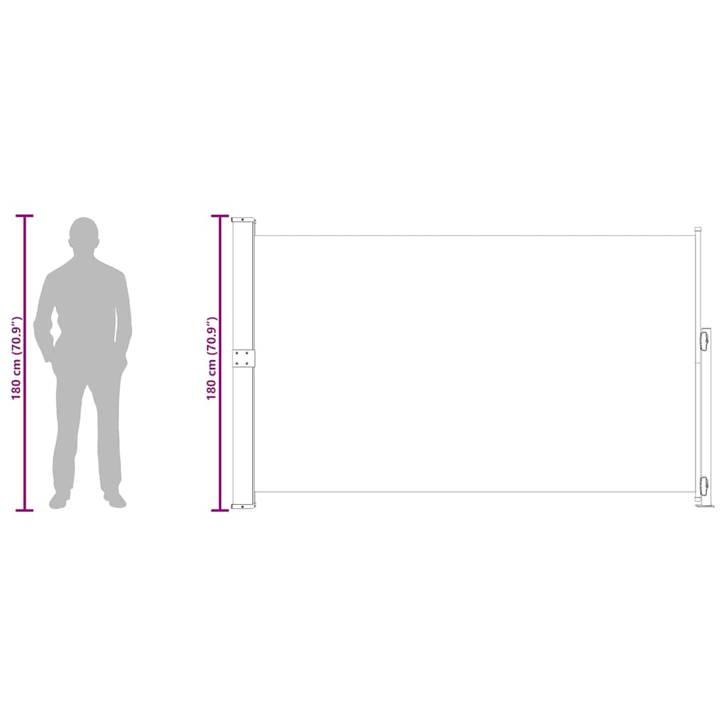 vidaXL Patio Retractable Side Awning 180x300 cm Grey