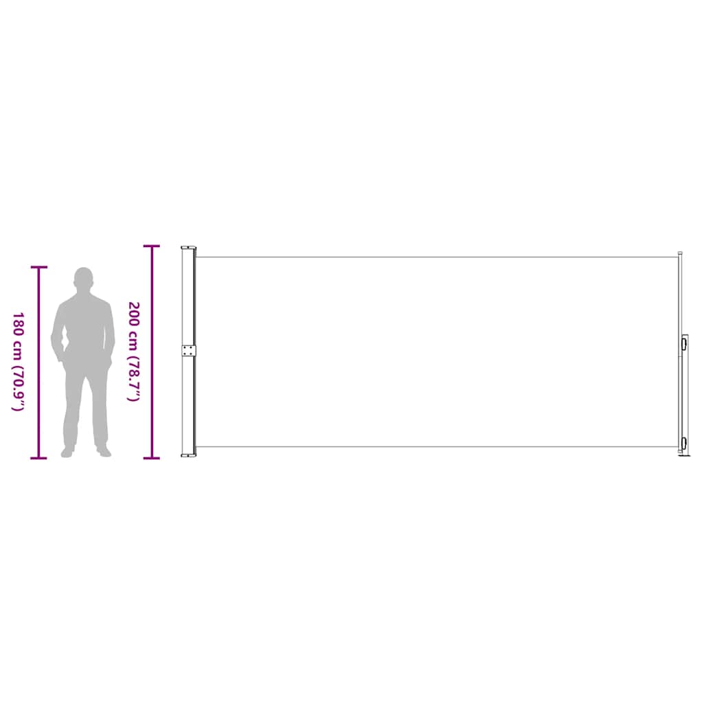 vidaXL Patio Retractable Side Awning 200x514 cm Cream