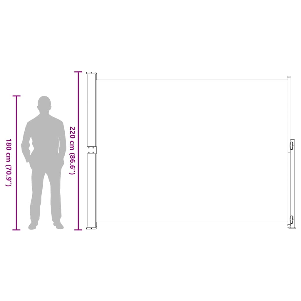 vidaXL Patio Retractable Side Awning 220x314 cm Cream
