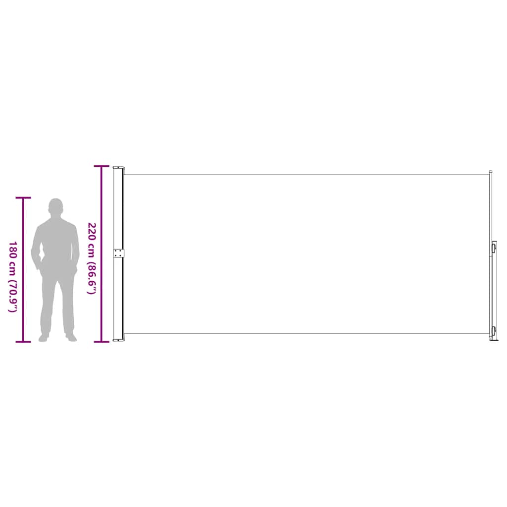 vidaXL Patio Retractable Side Awning 220x514 cm Grey