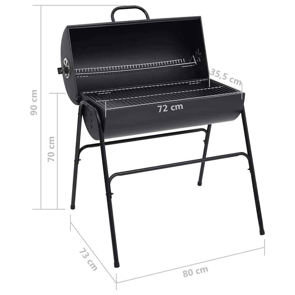 313635 vidaXL Barrel Grill with 2 Cooking Grids Black 80x95x90 cm Steel