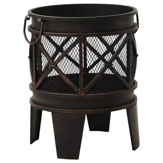 313637 vidaXL Rustic Fire Pit with Poker Φ42x54 cm Steel