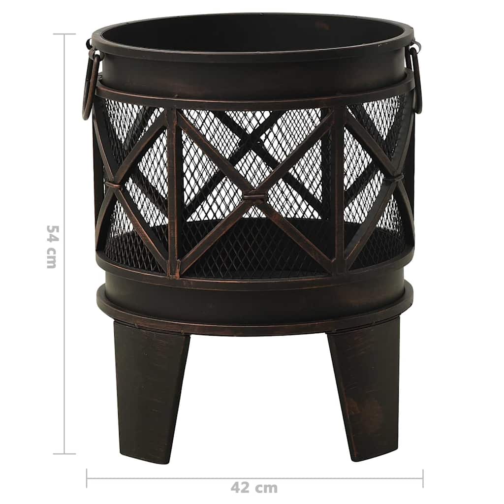 313637 vidaXL Rustic Fire Pit with Poker Φ42x54 cm Steel