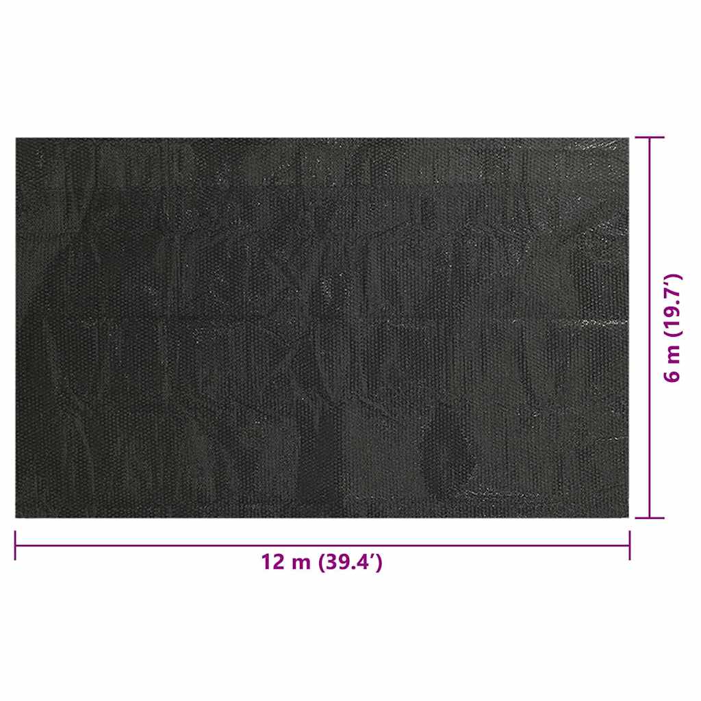 92967 vidaXL Rectangular Pool Cover 1200x600 cm PE Black