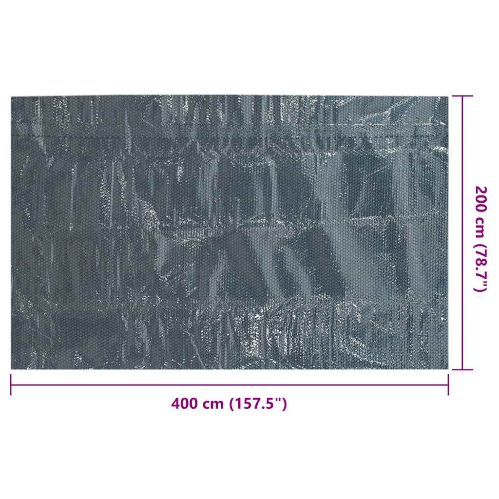 92986 vidaXL Floating PE Solar Pool Film 400x200 cm Black and Blue