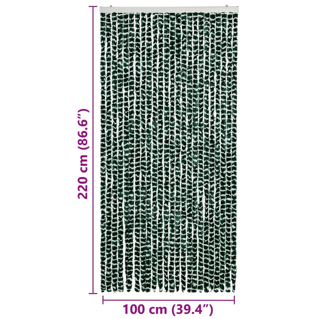 vidaXL Insect Curtain Green and White 100x220 cm Chenille