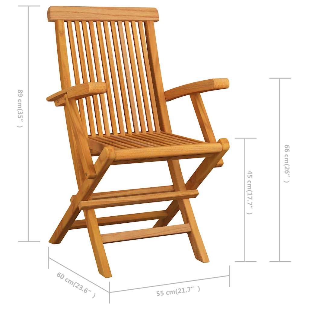 vidaXL Folding Chairs 3 pcs for Garden & Outdoor Teak Wood