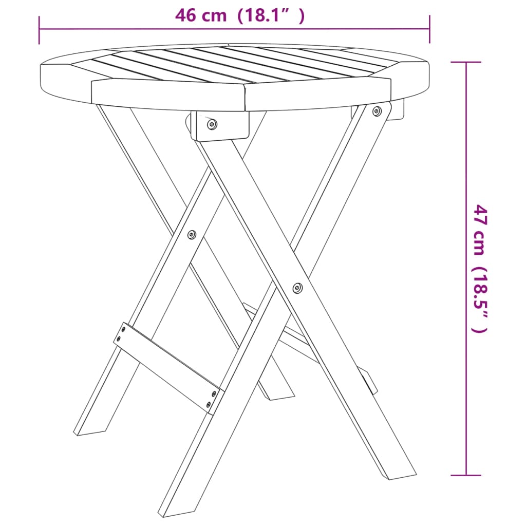vidaXL Bistro Table Ø46x47 cm Solid Wood Acacia