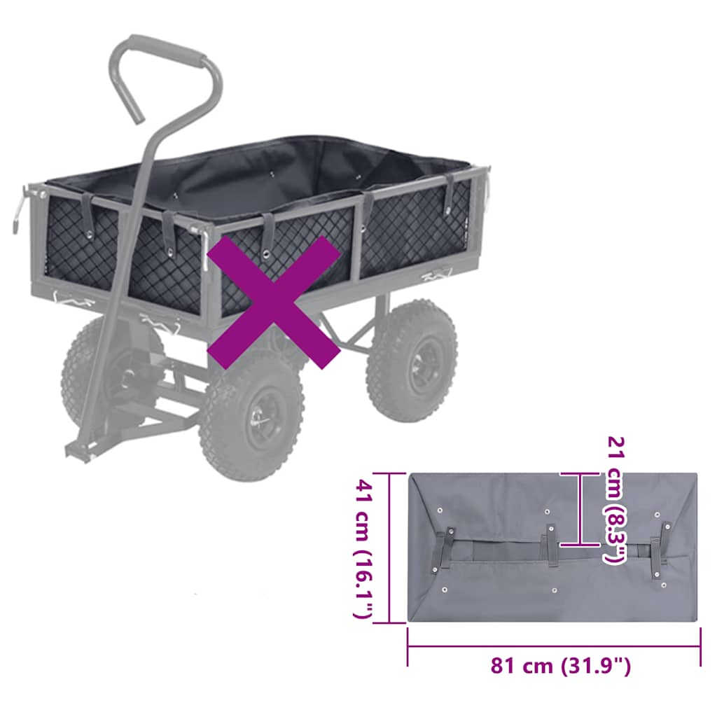 vidaXL Garden Cart Liner Dark Grey 81x41x21 cm Fabric
