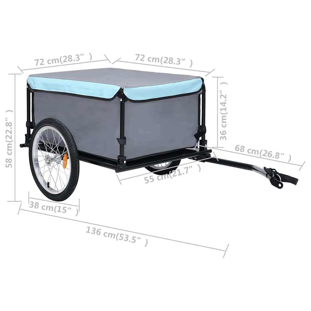 vidaXL Bike Trailer Grey and Blue 65 kg