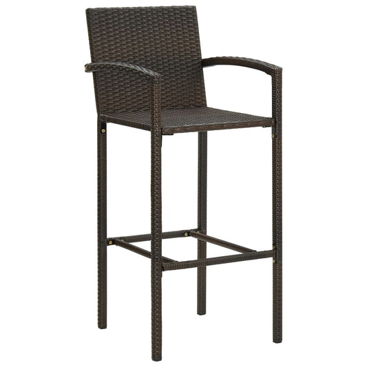 vidaXL Bar Stool | Set of 4 | Brown | PE rattan, powder-coated steel | Medium