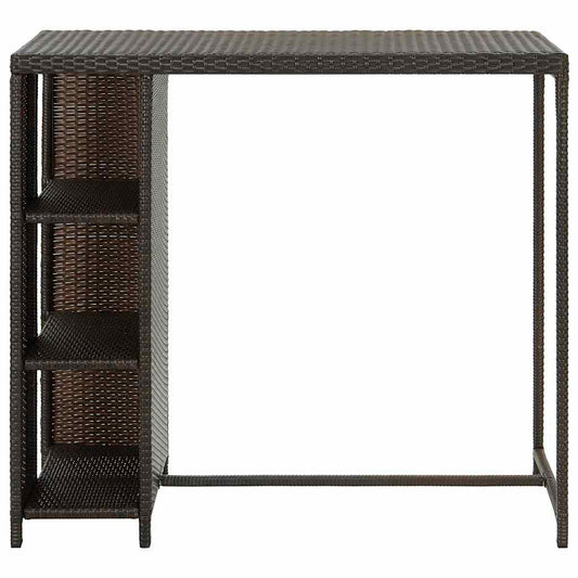 vidaXL Bar Table with Storage Rack Brown 120x60x110 cm Poly Rattan