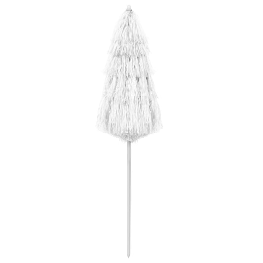 vidaXL Hawaii Beach Parasol | White | Polyester | Tiltable | Beach Parasol