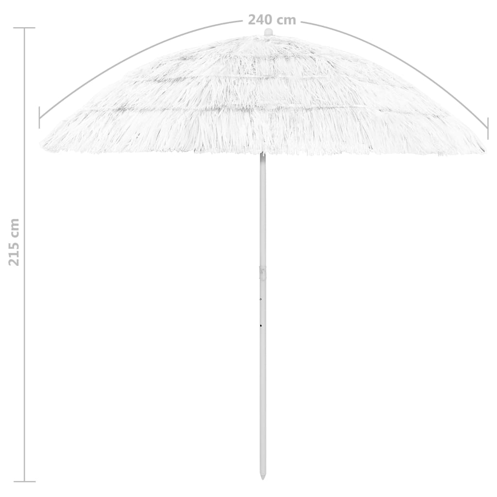 vidaXL Hawaii Beach Parasol | White | Polyester | Large | Tiltable