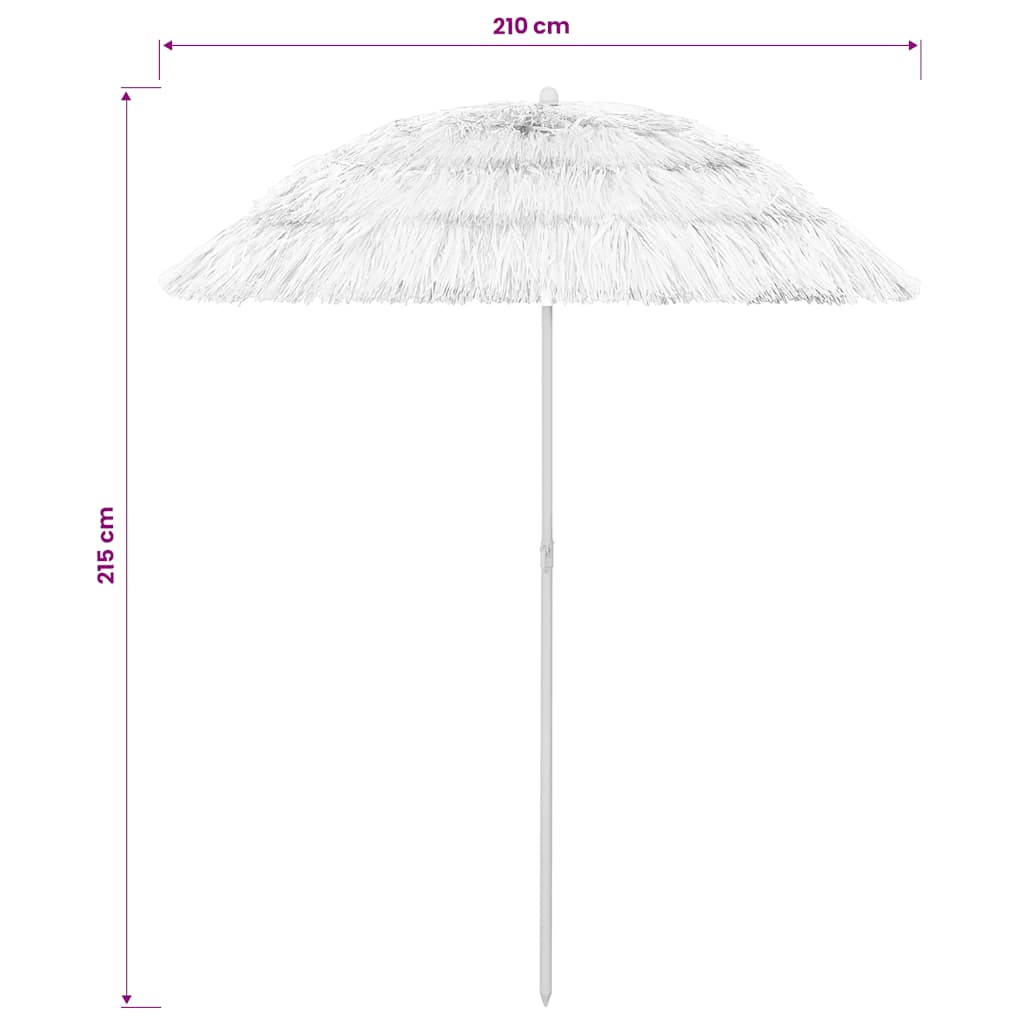 vidaXL Hawaii Beach Parasol White 240 cm